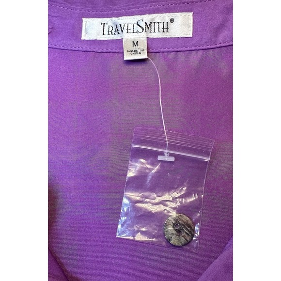 Travel Smith Tunic Top Womens Medium Purple Button Up Long Sleeve Front Pocket - Picture 10 of 12